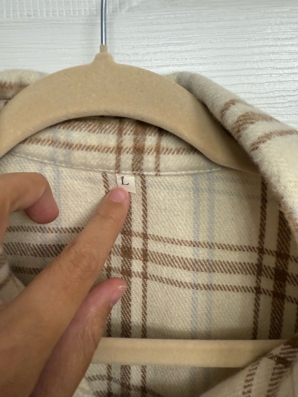 Cream Plaid Button-Up Shacket Jacket - Picture 2 of 3